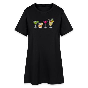 Cocktails long drinks drinking drunk party - Women’s T-Shirt Dress - black - Front