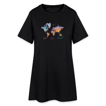 Live Love Travel, carte du monde - Robe T-shirt Femme - noir - Devant