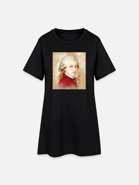 Wolfgang Amadeus Mozart dans un style aquarelle - Robe T-shirt Femme - noir