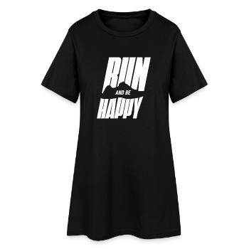Glücklich Laufen  - Frauen T-Shirt-Kleid - Schwarz - Vorne