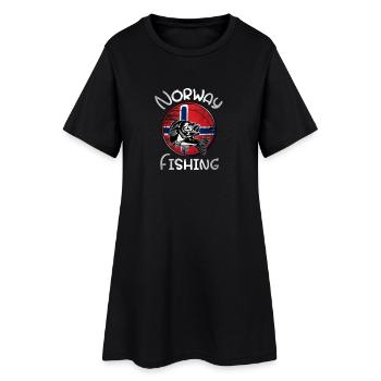 Pêche en Norvège - Robe T-shirt Femme - noir - Devant