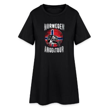 Norwegen Angeltour - Frauen T-Shirt-Kleid - Schwarz - Vorne