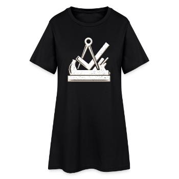 Carpenter and joiner guild symbol 3D grunge used - Women’s T-Shirt Dress - black - Front
