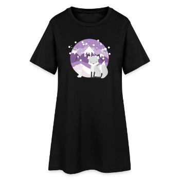 Fuchs Hase Berge Winter Niedlich Süß Natur Geschen - Frauen T-Shirt-Kleid - Schwarz - Vorne