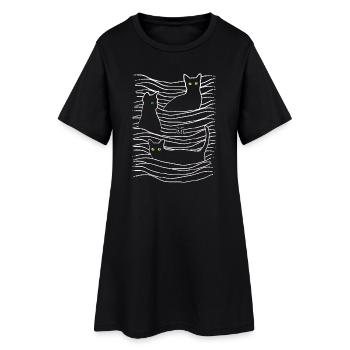 Chats | Yeux de chat | Chat et souris - Robe T-shirt Femme - noir - Devant
