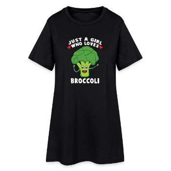 Juste une fille qui aime le brocoli cadeau végétalien - Robe T-shirt Femme - noir - Devant
