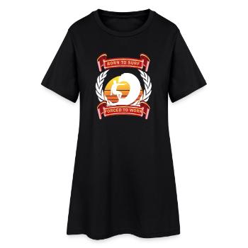 Cadeau de surf surfeur BORN TO SURF - Robe T-shirt Femme - noir - Devant