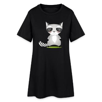 cute raccoon in comic style to love - Women’s T-Shirt Dress - black - Front
