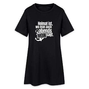 Moin Heimat Ist Wo Man Auch Abends Moin Sagt Anker - Frauen T-Shirt-Kleid - Schwarz - Vorne