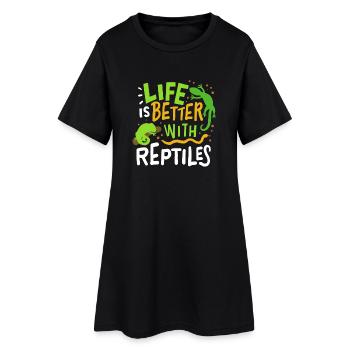 Lézard reptile - Robe T-shirt Femme - noir - Devant
