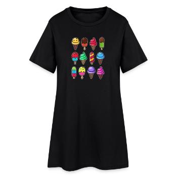 Eis Eiscreme Naschen Sommer Sonne Urlaub Chillen - Frauen T-Shirt-Kleid - Schwarz - Vorne