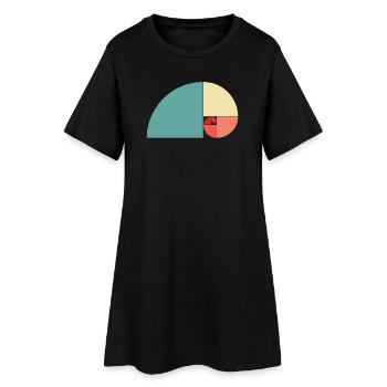Goldener Schnitt Farbe - Frauen T-Shirt-Kleid - Schwarz - Vorne