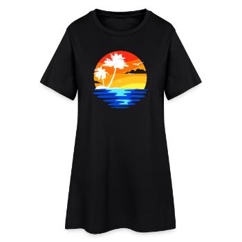 Palmiers île des caraïbes plage vacances mer été - Robe T-shirt Femme - noir - Devant