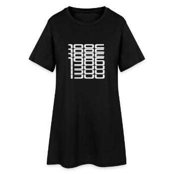 1986 Stack Ziffern Muster - Frauen T-Shirt-Kleid - Schwarz - Vorne
