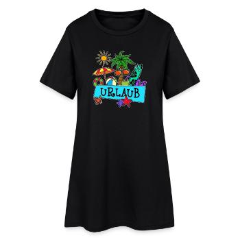 Urlaub Ferien Karibik Paradies Beachparty Strand - Frauen T-Shirt-Kleid - Schwarz - Vorne
