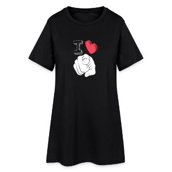 I You - Ich ♡ liebe dich - Geschenkidee zum Valentinstag - Frauen T-Shirt-Kleid - Schwarz - Vorne