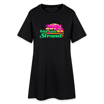 Strand Beachparty Palmen Karibik Meer Urlaub Sonne - Frauen T-Shirt-Kleid - Schwarz - Vorne