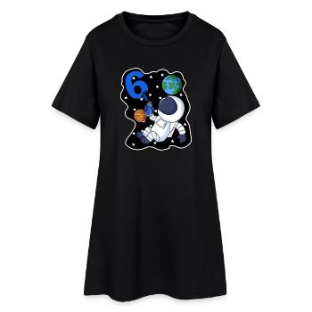 6e anniversaire astronaute cadeau garçon 6 ans - Robe T-shirt Femme - noir - Devant