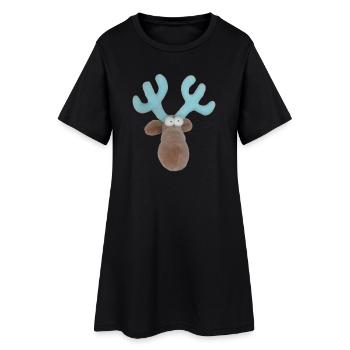 funny moose, moose head, moose head, antler turquoise - Women’s T-Shirt Dress - black - Front
