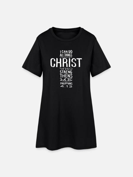 I Can Do All Things Through Christ Geschenk Bibel - Frauen T-Shirt-Kleid - Schwarz