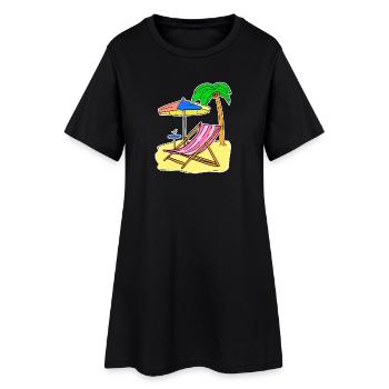 Sun Sea Beach Summer Palm Trees Relax Vacances - Robe T-shirt Femme - noir - Devant