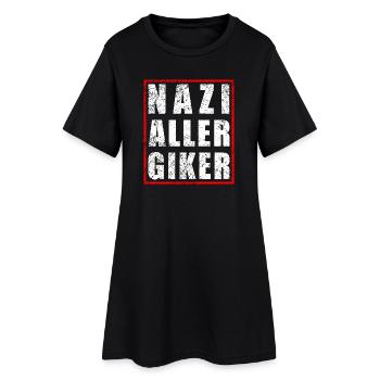 Naziallergiker - Warnhinweis allergisch auf Nazis - Frauen T-Shirt-Kleid - Schwarz - Vorne