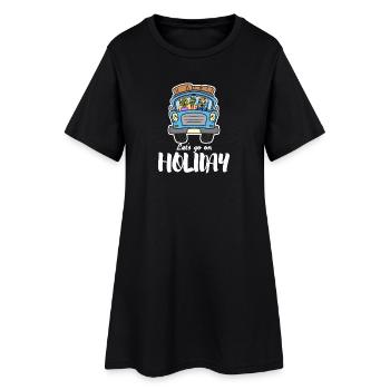Vacances vacances Voyage Voyage Camping Drôle - Robe T-shirt Femme - noir - Devant