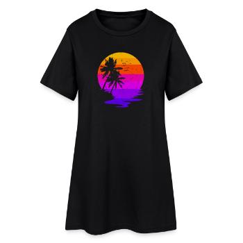 vacances vacances palmiers Caraïbes Plage Mer Été - Robe T-shirt Femme - noir - Devant