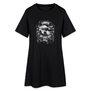 Camper Camping - Frauen T-Shirt-Kleid - Schwarz - Vorne