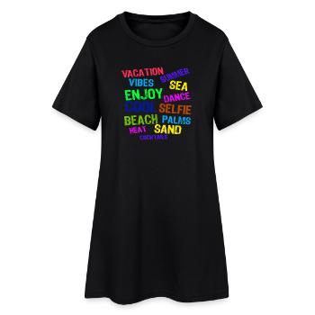 Vacances Détente Vacances Été Soleil Voyage - Robe T-shirt Femme - noir - Devant