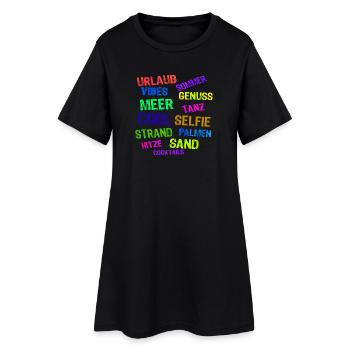 Urlaub Ferien Strand Auszeit Entspannen Palmen - Frauen T-Shirt-Kleid - Schwarz - Vorne