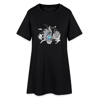 Ehrfürchtiger Wolf, lineart - Frauen T-Shirt-Kleid - Schwarz - Vorne