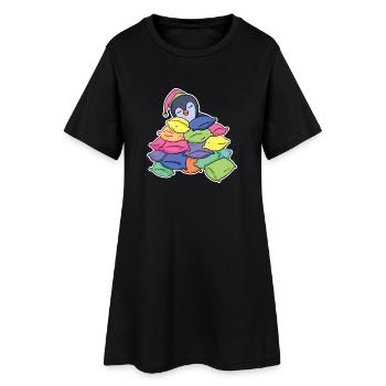 Schlafender Pinguin - Frauen T-Shirt-Kleid - Schwarz - Vorne