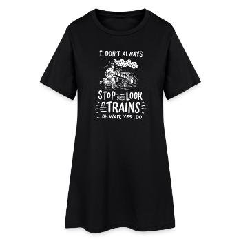 Trains Railway - Women’s T-Shirt Dress - black - Front