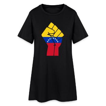 Venezuela Faustflagge - Frauen T-Shirt-Kleid - Schwarz - Vorne