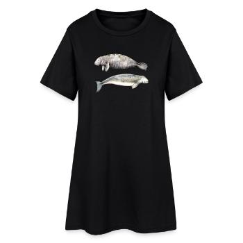 Vaches de mer: lamantin et dugong - Robe T-shirt Femme - noir - Devant