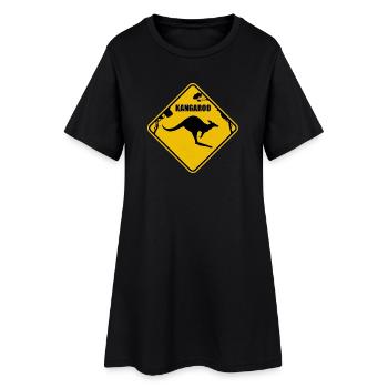Kangourou panneau de signalisation jaune - Robe T-shirt Femme - noir - Devant