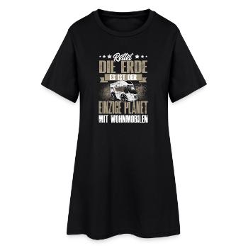 Campen Camping Wohnmobil Lustig - Frauen T-Shirt-Kleid - Schwarz - Vorne