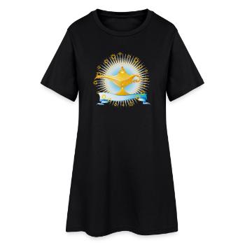 lampe magique orientale dorée et rayonnante - Robe T-shirt Femme - noir - Devant