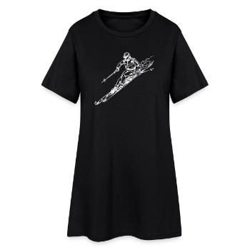 Ski - Frauen T-Shirt-Kleid - Schwarz - Vorne