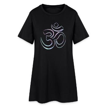 Buntes Karma Om Zeichen - Frauen T-Shirt-Kleid - Schwarz - Vorne