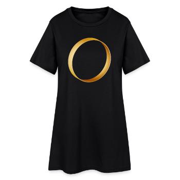 simple gold ring - wedding ring - wedding - Women’s T-Shirt Dress - black - Front