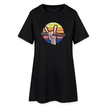 Drumstick Drummer Vintage - Robe T-shirt Femme - noir - Devant