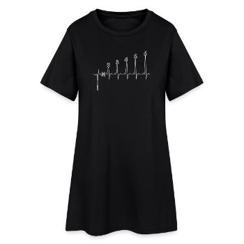 Sechs-Peak-EKG Pulskunst - Frauen T-Shirt-Kleid - Schwarz - Vorne