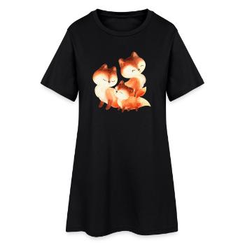 Peinture à l’aquarelle de la famille Red Fox - Robe T-shirt Femme - noir - Devant
