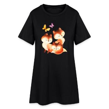 Wasserfuchs Trio - Frauen T-Shirt-Kleid - Schwarz - Vorne