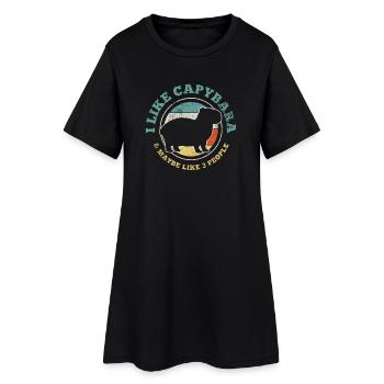 Capybara Introverti Rétro Vintage - Robe T-shirt Femme - noir - Devant