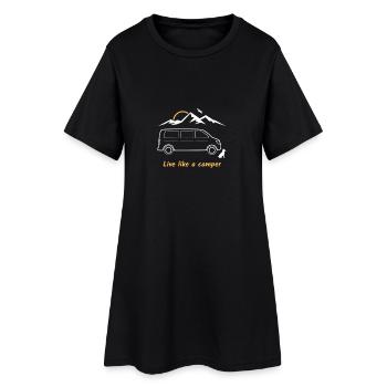vivre comme un camping-car, van, bus, cadeau, montagne, - Robe T-shirt Femme - noir - Devant