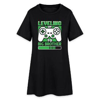 Leveling Up To Big Brother - Frauen T-Shirt-Kleid - Schwarz - Vorne