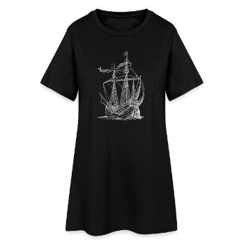 Croquis de navire à voile vintage - Robe T-shirt Femme - noir - Devant